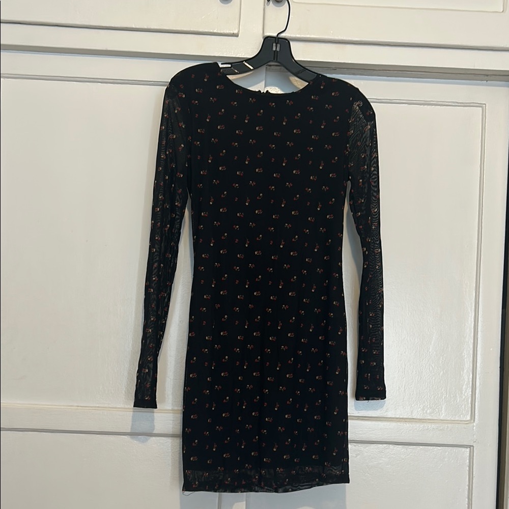 Elegant Black Patterned Dress